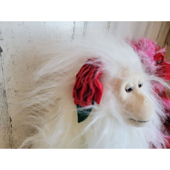 Plush monkey stuffed animal set pink white rose valentine day - Picture 4 of 9